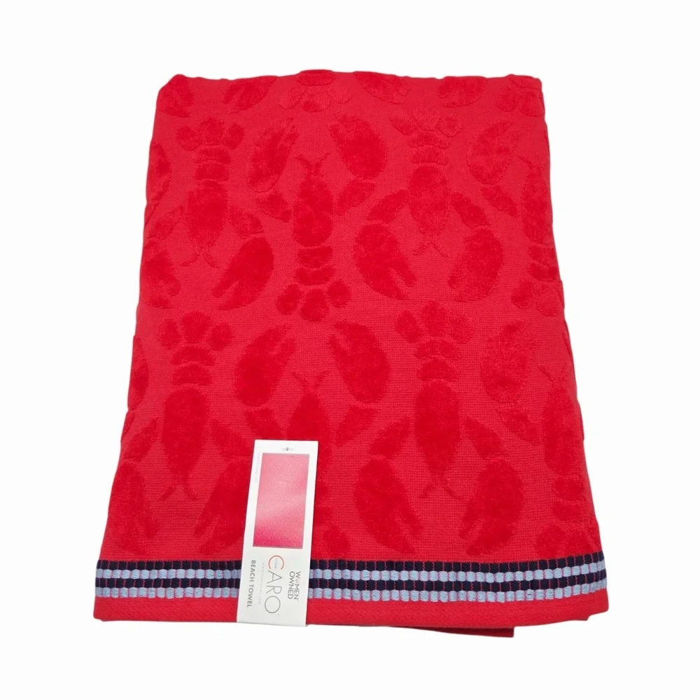 Caro Home Lobster Dance Red Beach Towel Absorbent Quick Dry 36x68 Pool Spa